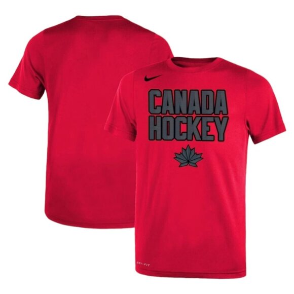 NWT Nike Legend Red Canada Hockey Short Sleeve T-Shirt Sz Medium - Picture 1 of 5